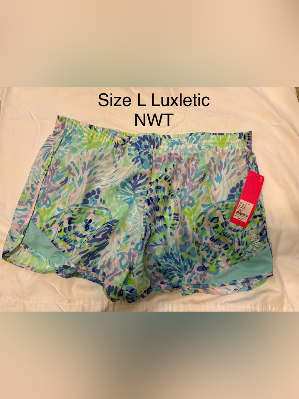 Lilly Pulitzer Pastel Blue & Green Floral Athletic Shorts